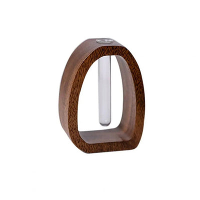 Natural Bamboo Flower Vase Glass Test Tube Wood Hydroponic Decor