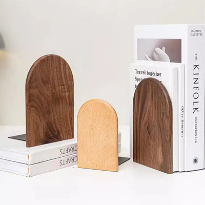 Natural Wood Bookends Stylish Desktop Organizer For Home Office