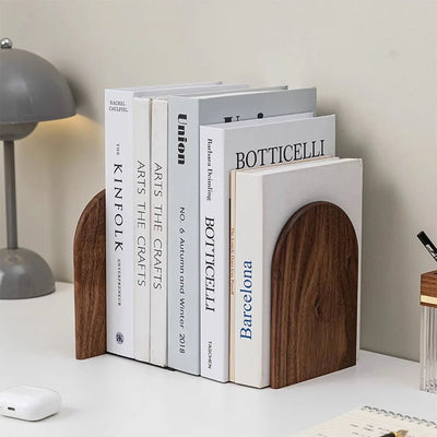 Natural Wood Bookends Stylish Desktop Organizer For Home Office