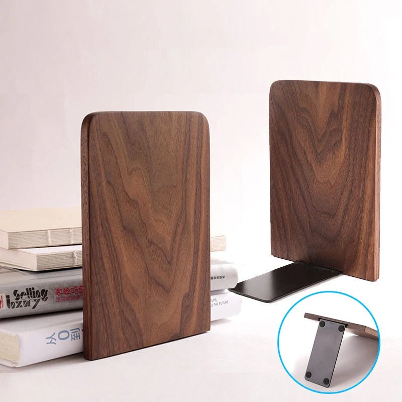 Natural Wood Bookends Stylish Desktop Organizer For Home Office
