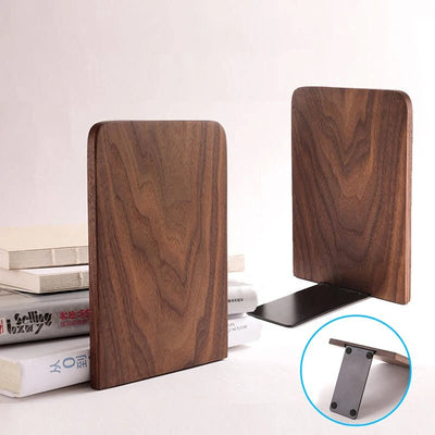 Natural Wood Bookends Stylish Desktop Organizer For Home Office