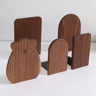 Natural Wood Bookends Stylish Desktop Organizer For Home Office