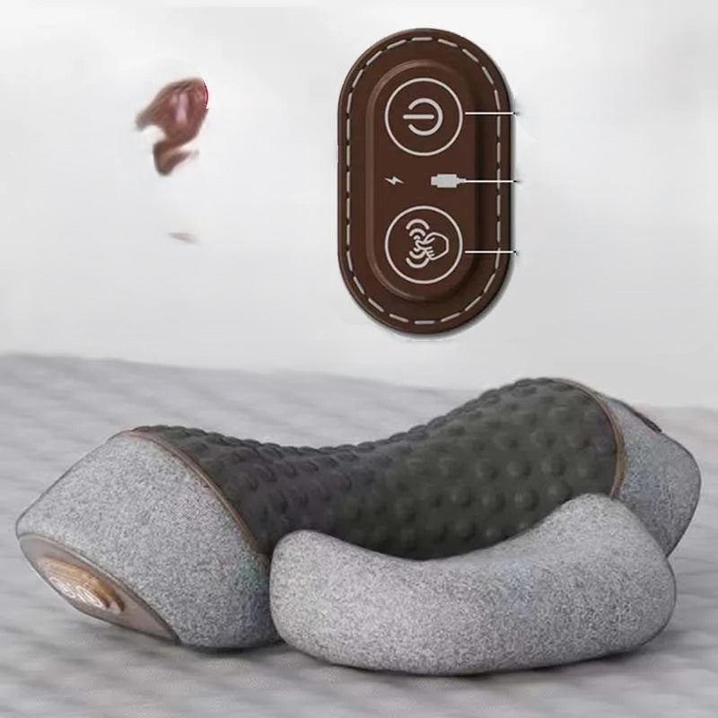 Electric Heated Neck Massage Pillow With Soothing Vibration Memory Foam