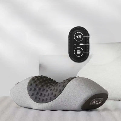 Electric Heated Neck Massage Pillow With Soothing Vibration Memory Foam