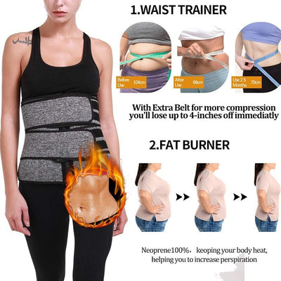 Neoprene Waist Trainer For Women Body Shaper With Two Belts