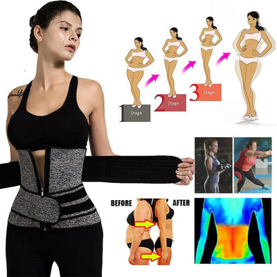 Neoprene Waist Trainer For Women Body Shaper With Two Belts
