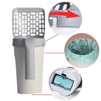Cat Litter Shovel With Sifter And Waste Container For Easy Cleaning
