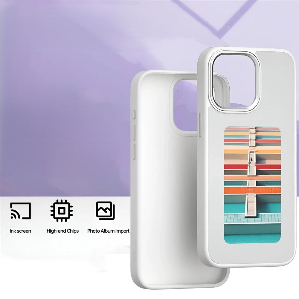 E-Ink Screen Phone Case Shockproof Cover With Selfie Projection For IPhone