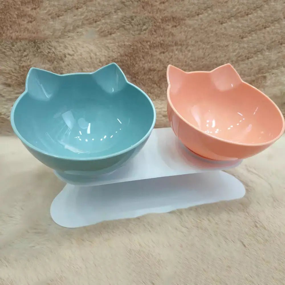 Non-Slip Dual Pet Feeding Bowls With Stand For Cats And Dogs