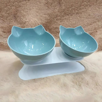 Non-Slip Dual Pet Feeding Bowls With Stand For Cats And Dogs