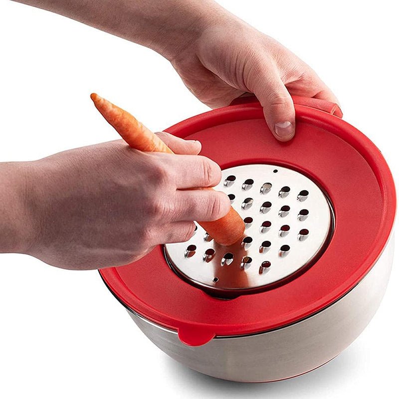 Stainless Steel Mixing Bowls Set With Non Slip Base Lid Grater
