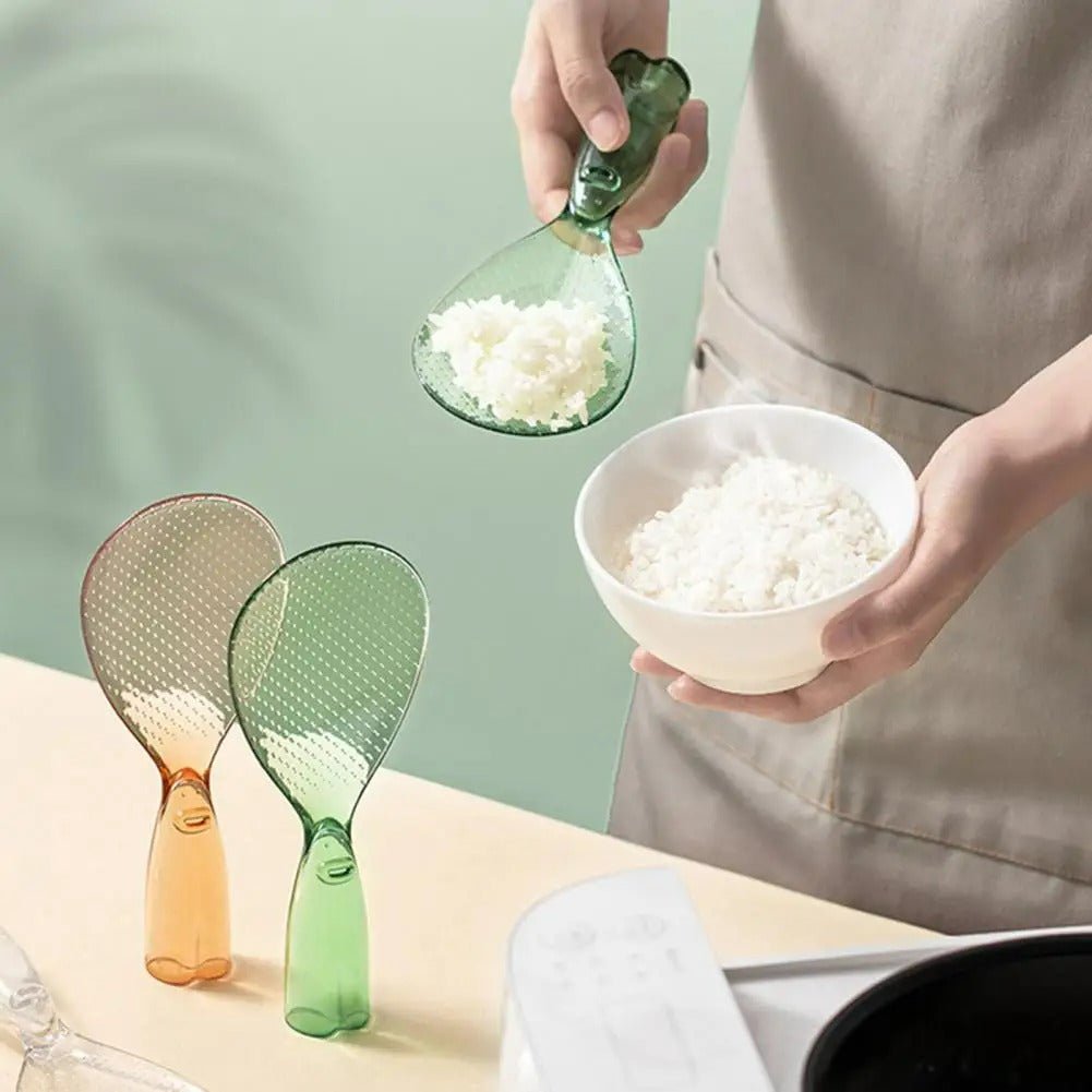 Non-Stick Rice Paddle With Transparent Standable Spoon Holder