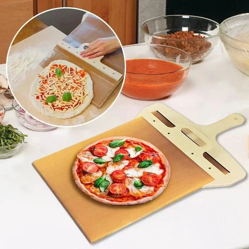 Non-Stick Sliding Pizza Peel With Wooden Handle For Easy Baking