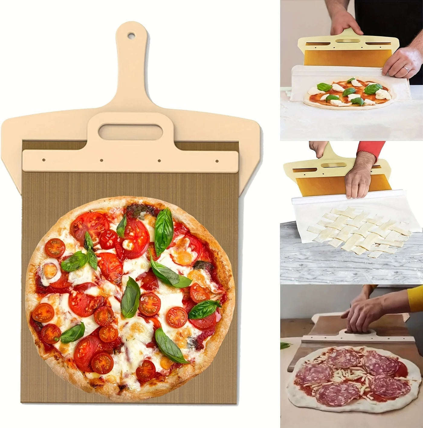 Non-Stick Sliding Pizza Peel With Wooden Handle For Easy Baking