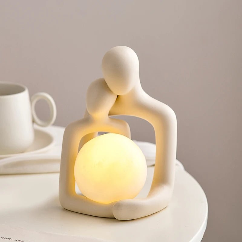 Nordic Couple Statue Table Lamp Ceramic Romantic Bedroom Decor