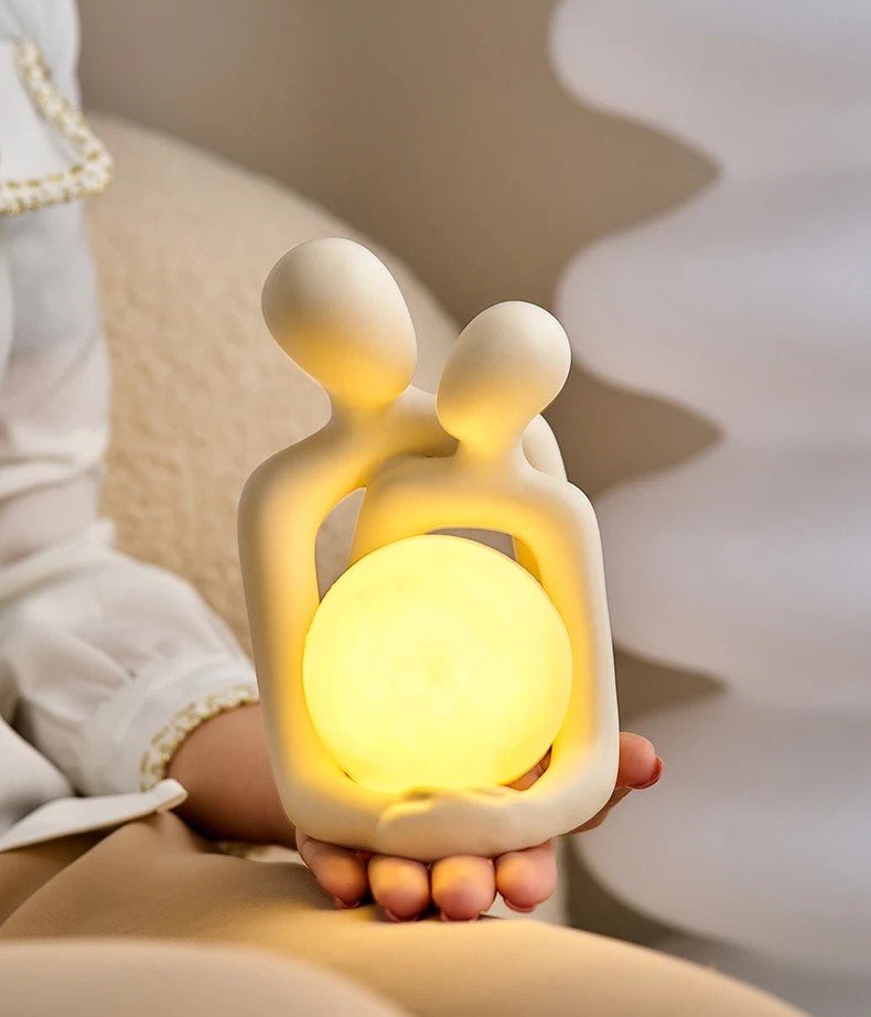 Nordic Couple Statue Table Lamp Ceramic Romantic Bedroom Decor