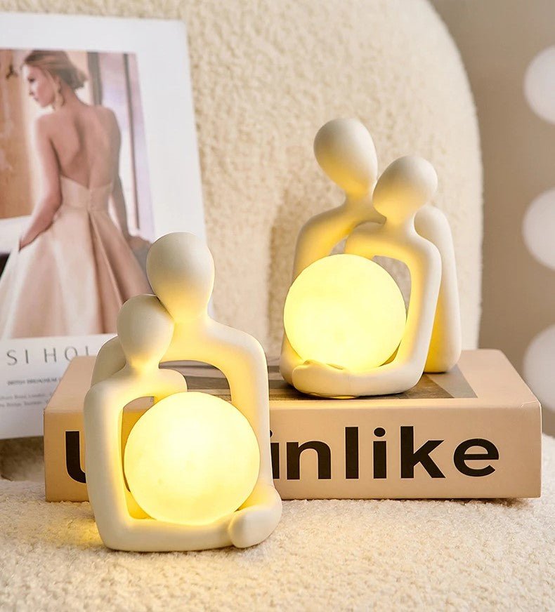 Nordic Couple Statue Table Lamp Ceramic Romantic Bedroom Decor
