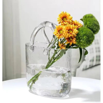 Nordic-Inspired Glass Vase Handbag Stylish Hydroponic Flower Basket