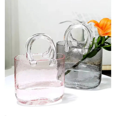 Nordic-Inspired Glass Vase Handbag Stylish Hydroponic Flower Basket