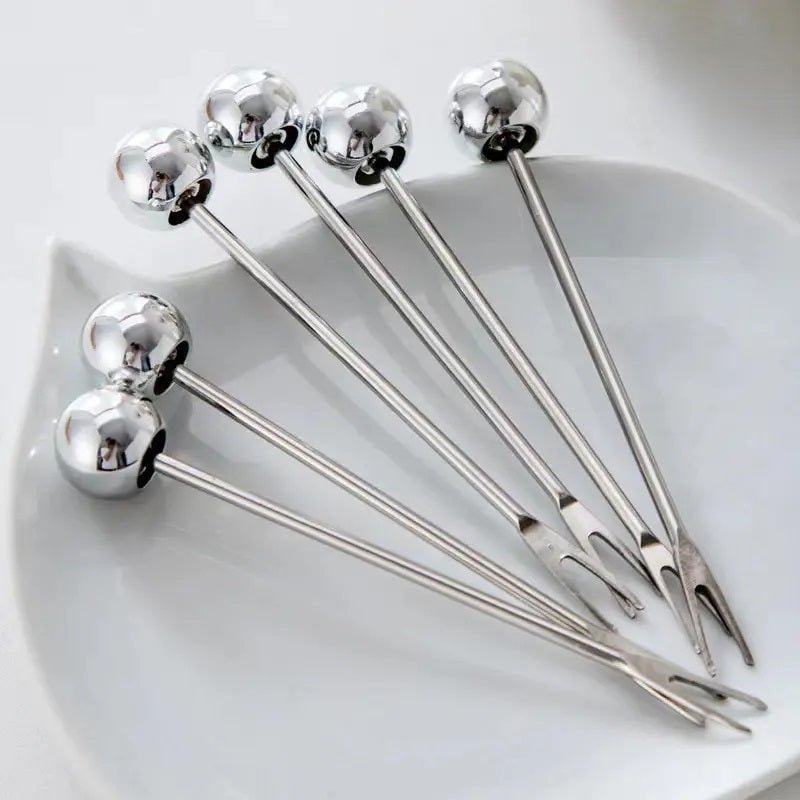 Nordic Stainless Steel Dessert Fork Set 6-Piece With Ceramic Storage