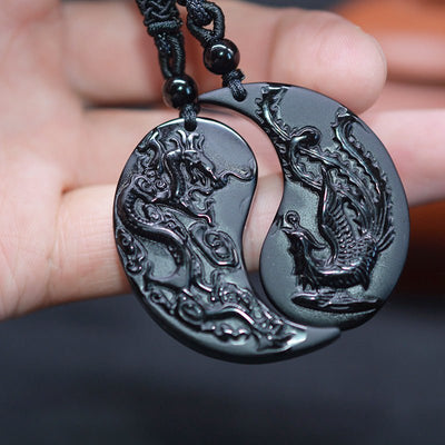 Obsidian Yin Yang Necklace Stylish Spiritual Jewelry Pendant