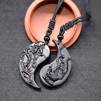 Obsidian Yin Yang Necklace Stylish Spiritual Jewelry Pendant