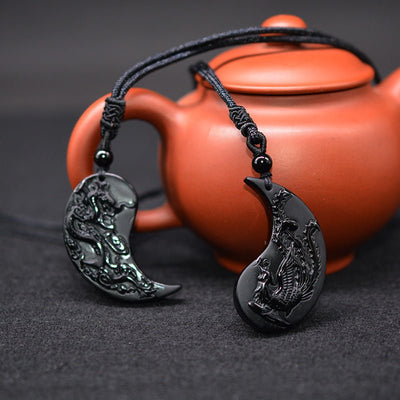 Obsidian Yin Yang Necklace Stylish Spiritual Jewelry Pendant