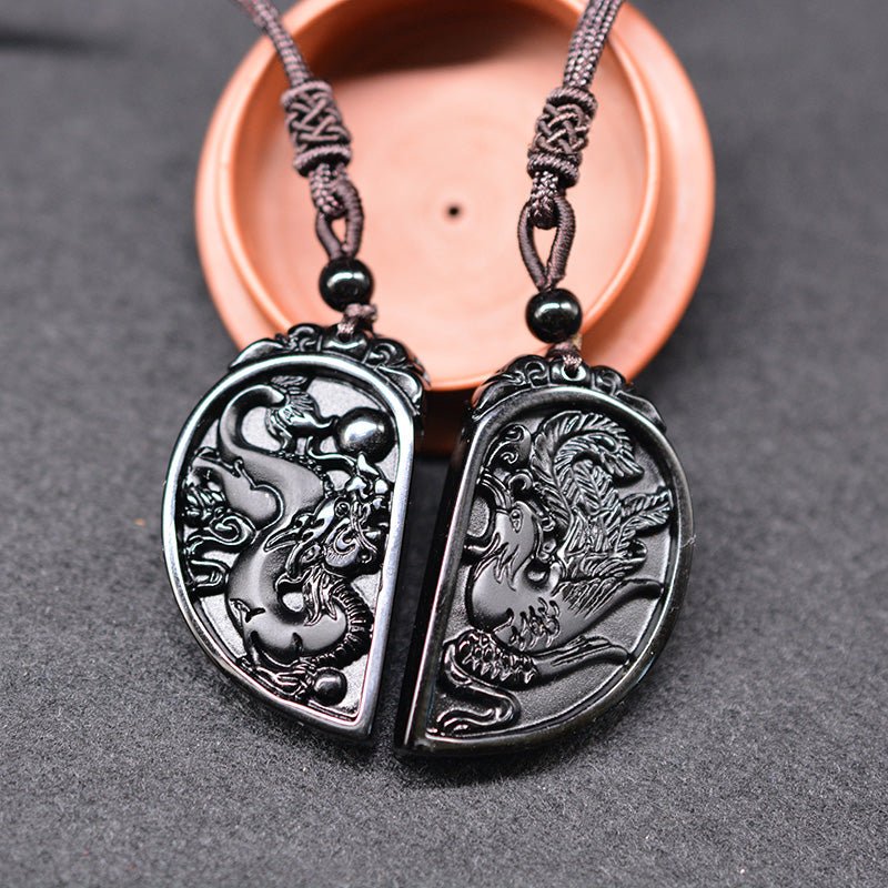 Obsidian Yin Yang Necklace Stylish Spiritual Jewelry Pendant