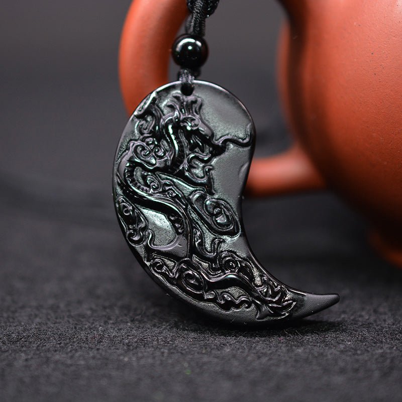 Obsidian Yin Yang Necklace Stylish Spiritual Jewelry Pendant