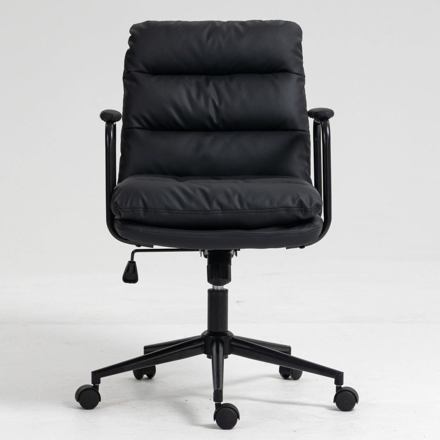 Ergonomic Office Chair Mid Back PU Leather Swivel Rolling Chair