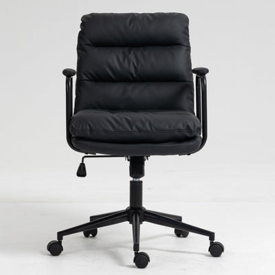 Ergonomic Office Chair Mid Back PU Leather Swivel Rolling Chair