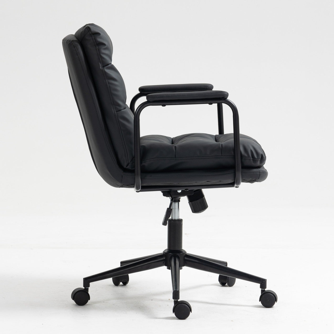 Ergonomic Office Chair Mid Back PU Leather Swivel Rolling Chair