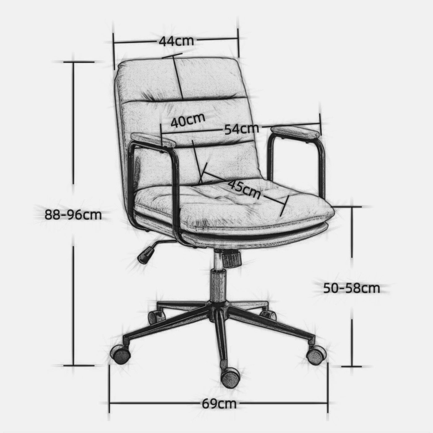 Ergonomic Office Chair Mid Back PU Leather Swivel Rolling Chair