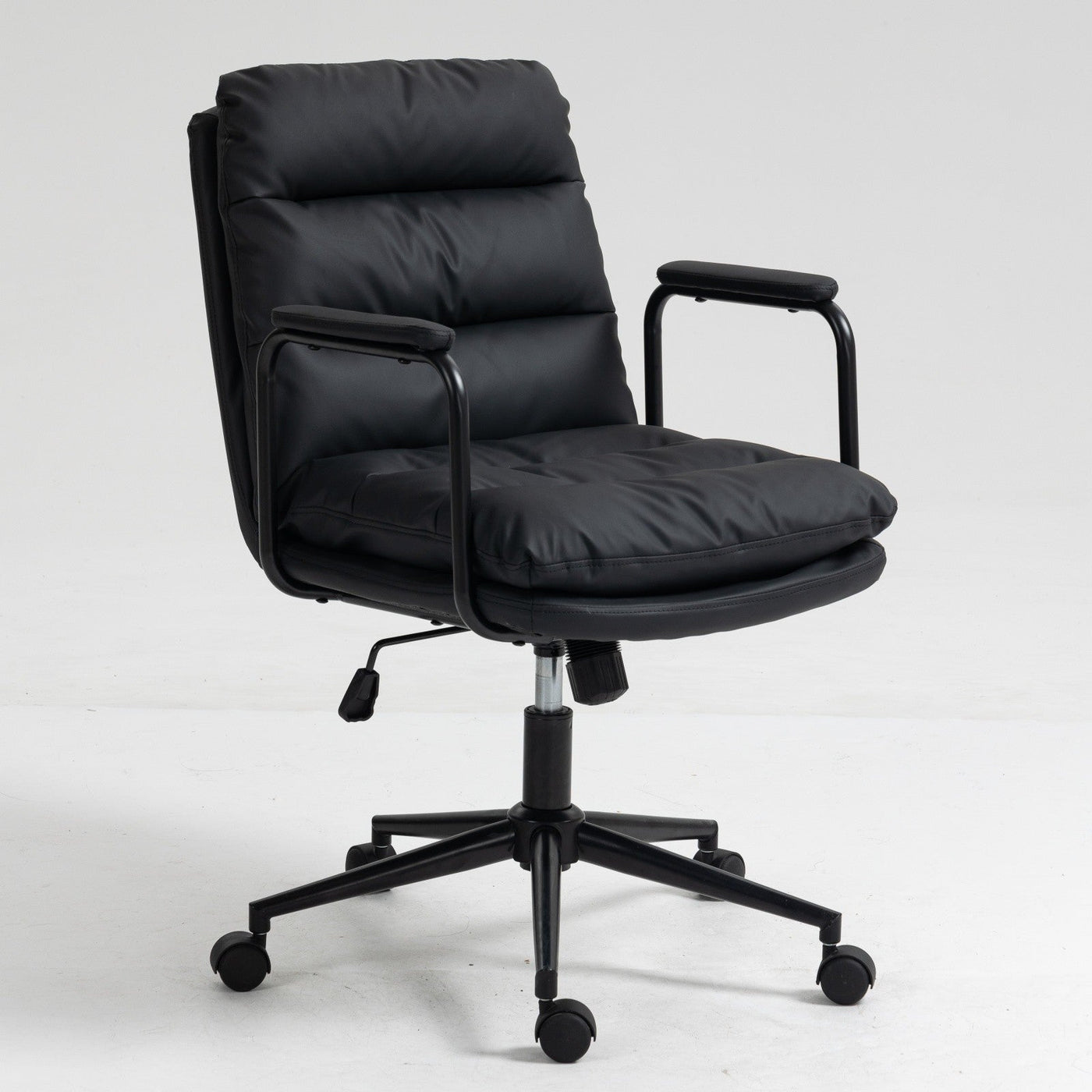 Ergonomic Office Chair Mid Back PU Leather Swivel Rolling Chair