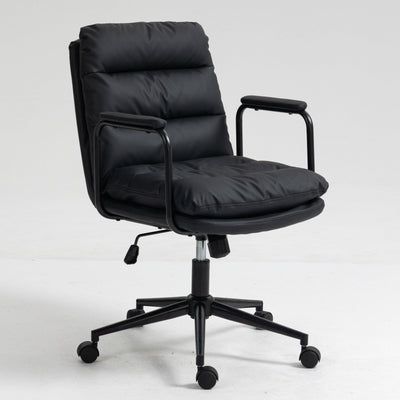 Ergonomic Office Chair Mid Back PU Leather Swivel Rolling Chair