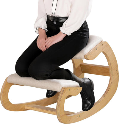 Ergonomic Kneeling Chair Wooden Office Posture Support Seat