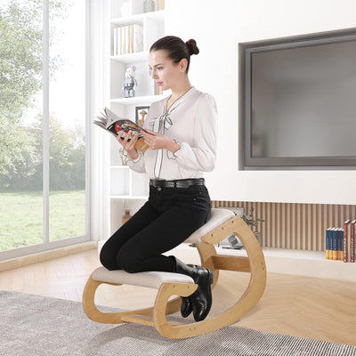 Ergonomic Kneeling Chair Wooden Office Posture Support Seat