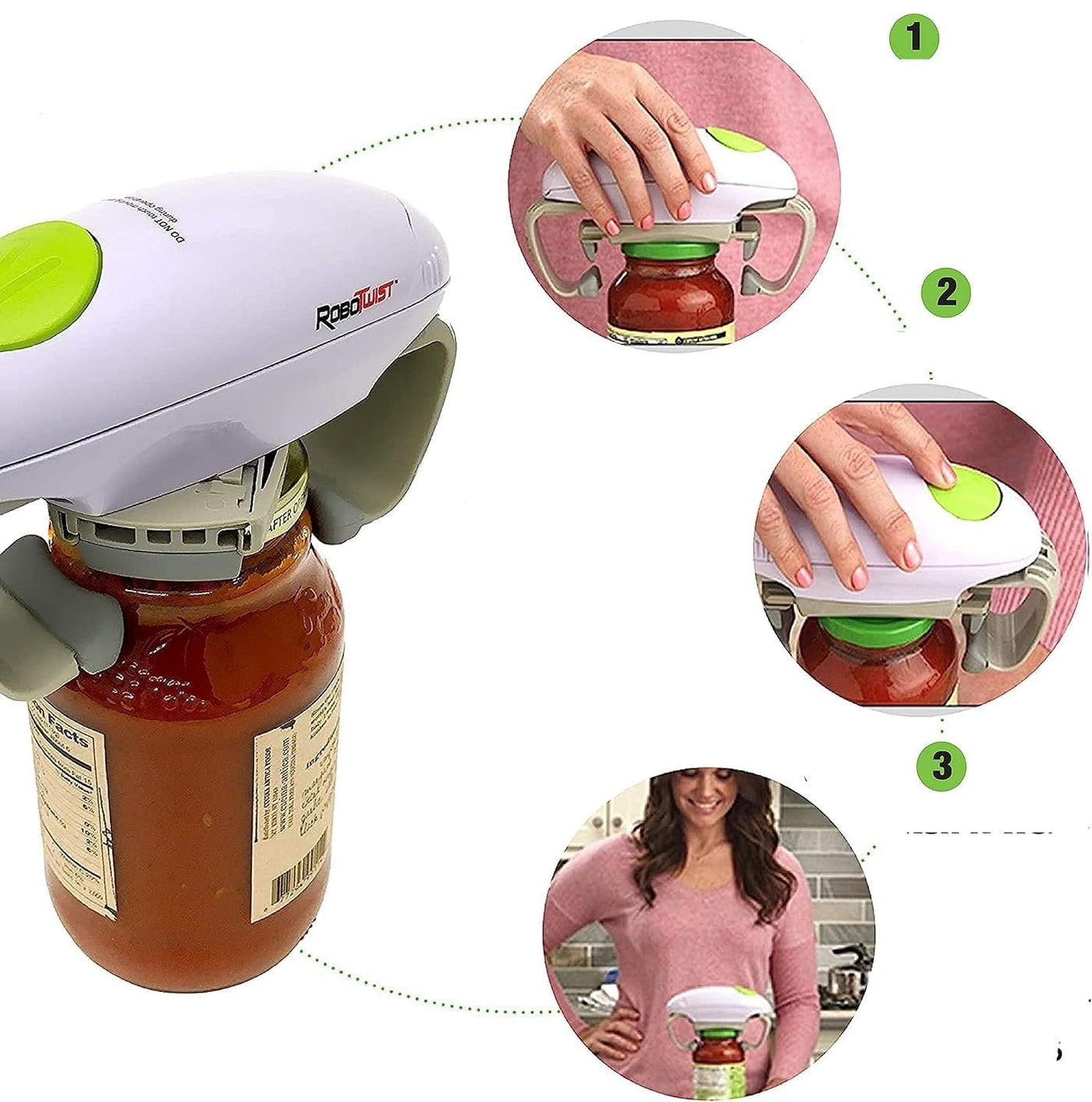 Electric Jar Opener Handsfree One Tap Easy Automatic Jar Opener
