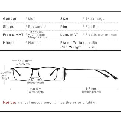 Polarized Magnetic Clip-On Glasses With Night Vision Titanium Frame