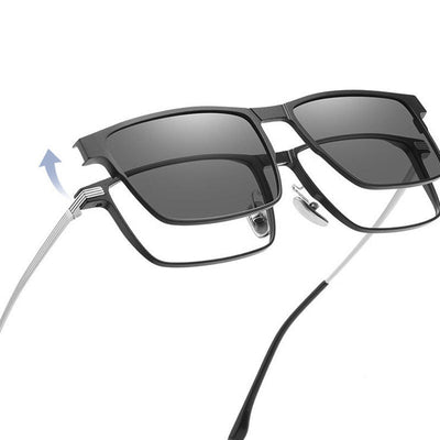 Polarized Magnetic Clip-On Glasses With Night Vision Titanium Frame