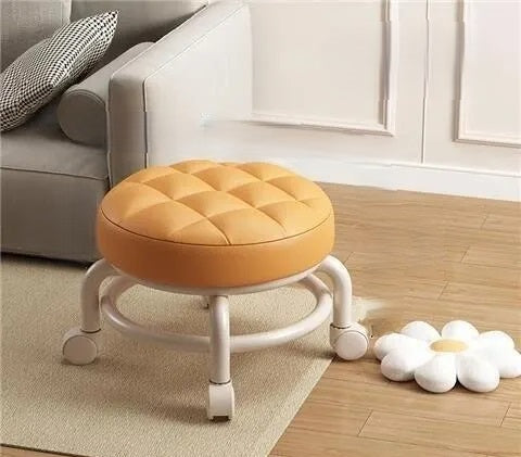 Rolling Low Stool With Wheels For Easy Shoe Changing And Tasks