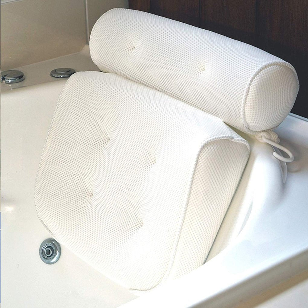 Orthopedic Bath Pillow Breathable 3D Mesh Headrest Cushion With Suction Cups