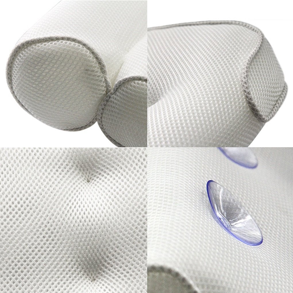 Orthopedic Bath Pillow Breathable 3D Mesh Headrest Cushion With Suction Cups