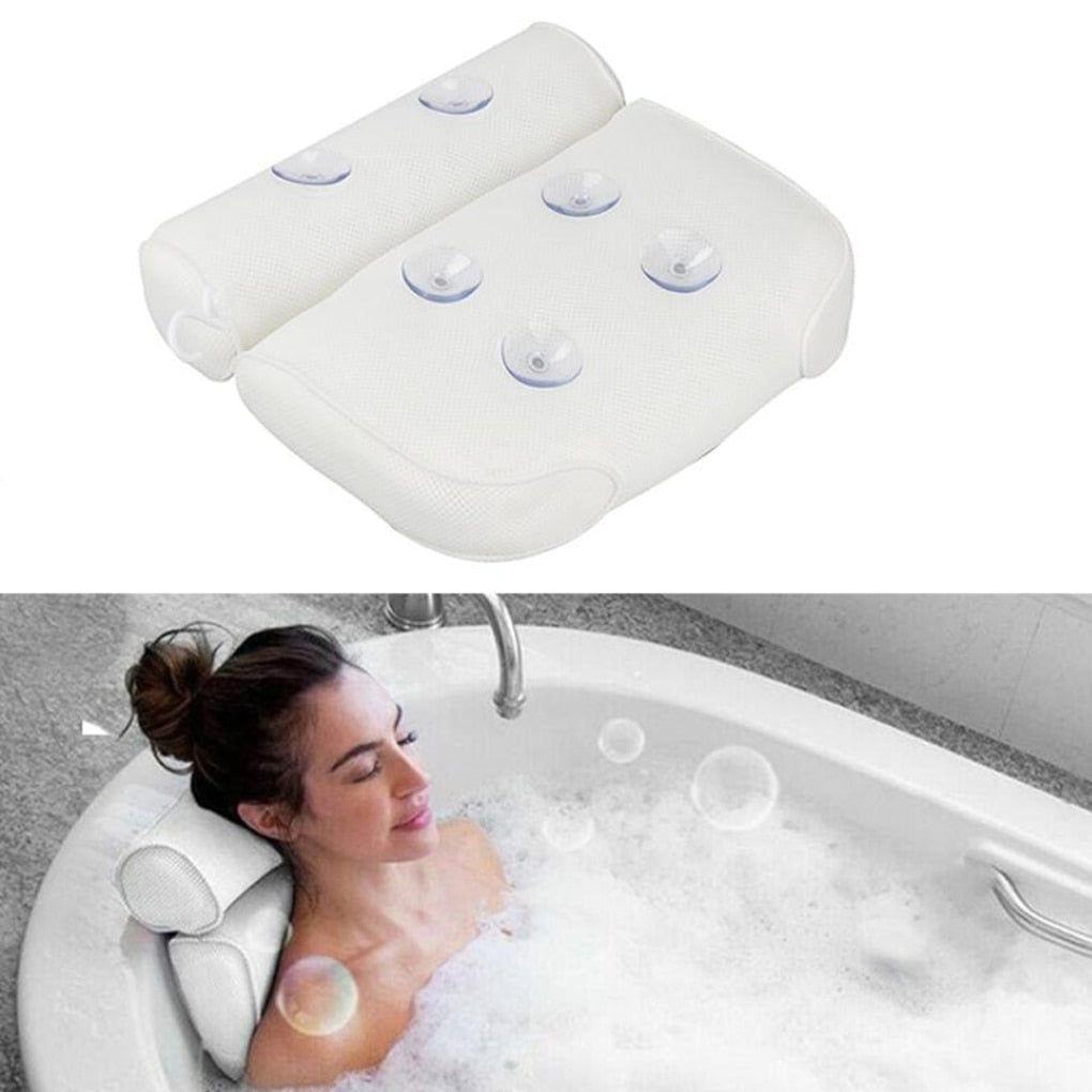 Orthopedic Bath Pillow Breathable 3D Mesh Headrest Cushion With Suction Cups