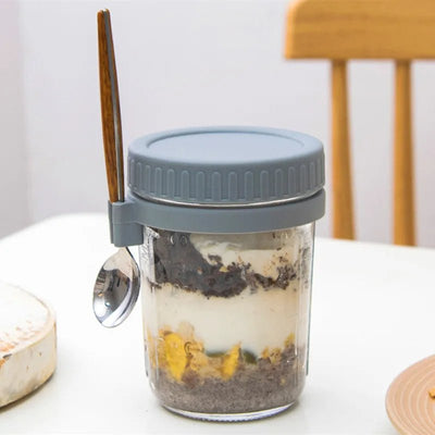 Overnight Oats Container Glass 350ML With Lid And Spoon Portable