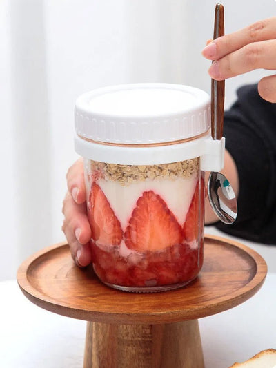 Overnight Oats Container Glass 350ML With Lid And Spoon Portable