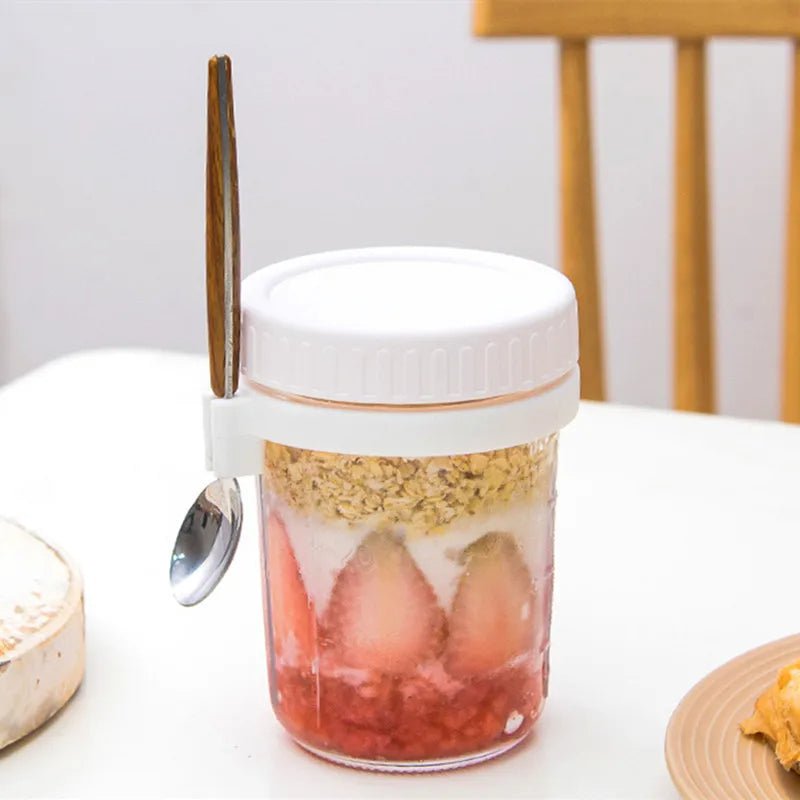 Overnight Oats Container Glass 350ML With Lid And Spoon Portable