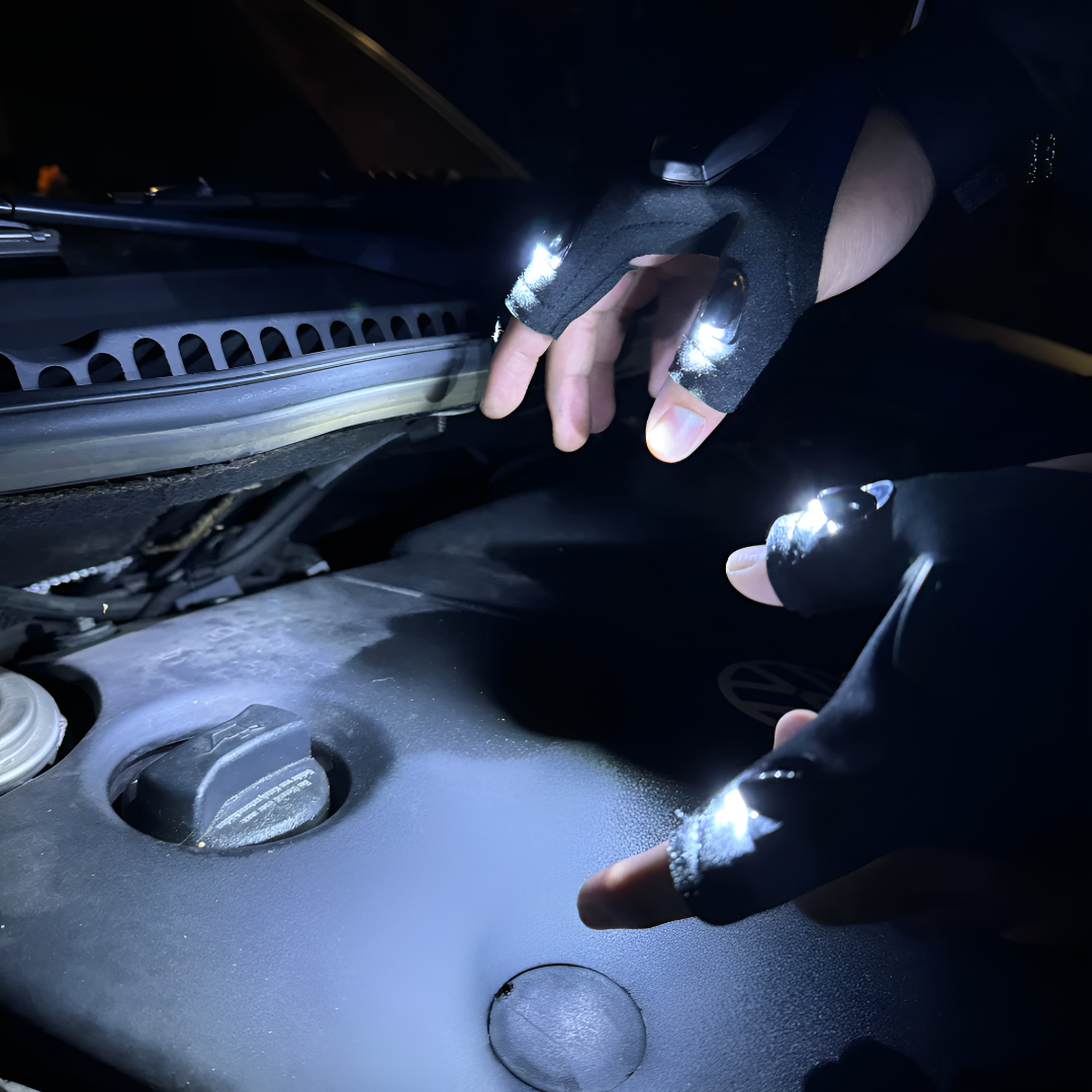 LED Flashlight Gloves With Bright Finger Lights For Hands-Free Use