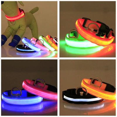 LED Dog Collar Adjustable Waterproof Blinking Safety Light For Pets