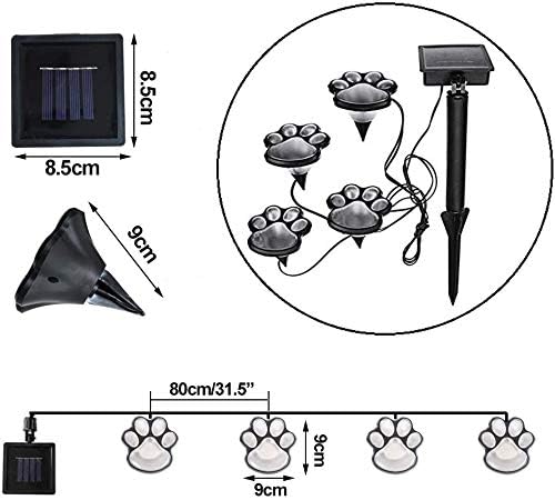 Paw Garden Lights Solar Powered Decorative Paw Print Outdoor Lights